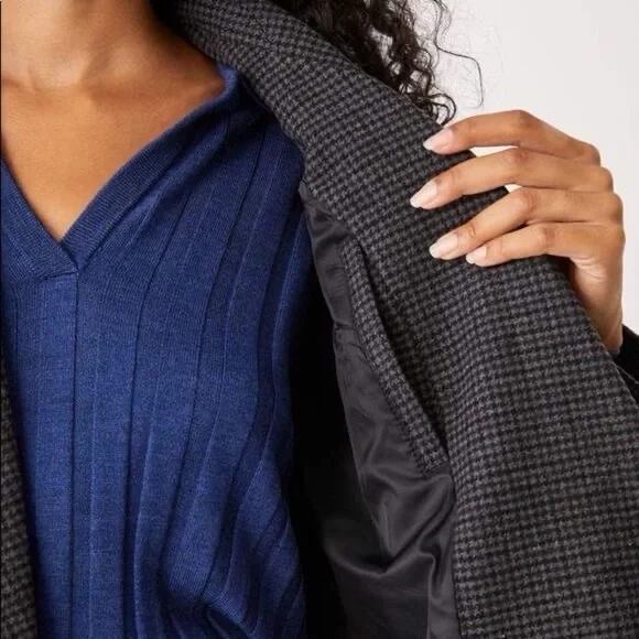 nwt frank & oakmackenzie oversized belted cocoon coat in houndstooth, size lg